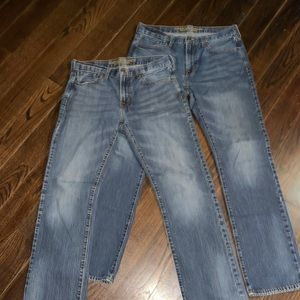 2 pair GUC American Eagle Original Straight Jean Mens 34/36 Medium Wash 5 Pocket